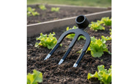Long Handle Cultivator Hoe Heavy Duty 4-Tine Grub Hoe Versatile Steel Soil Loosening Rake for Gardeners, Farmers, Garden, Farm, Yard