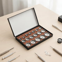 18 Pieces Watch Case Back Press Dies Compact Watch Crystal Press Dies Cup-Shaped for Workshop