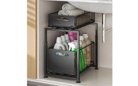 Metal Cabinet Organizer with Pull-out Baskets Heavy-Duty Sliding Cabinet Basket Rack Smooth Under Sink Organizer