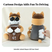 Decorative Cartoon Creature Car Tissue Box Washable Cartoon Creature Car Organizer Double Strap Design for Children, Long-Distance Travel