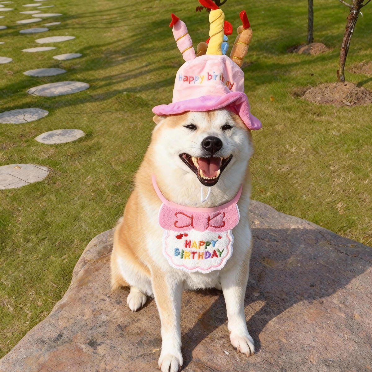 Dog Birthday Hat, Breathable Bib Scarf, Party Costume
