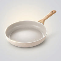 Frying Pan for Induction Hob and Home Cooking, Nonstick Pancake Pan with Pan Lid, Cast Iron Frying Pan Style, Wood-Look Stone Omelette Fry Pan