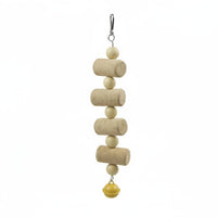 Cork Block Gnaw Toy With Bell Hanging Bird Gnaw Toy Materials Bird Shredding Skewer for Parrots, Cockatiels