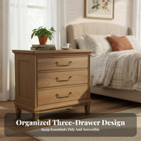 Oak Color Farmhouse Storage Nightstand Antique Finish 1-Drawer End Table with Door Vintage design Bedside Cabinet adaptable Use for Interior Design aficionados, Homeowners, Adults, Bedroom, Guest Room, Small Spaces, Entryway