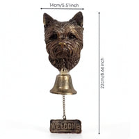Dog-Themed Welcome Door Chime Antique Vintage Bronze Canine Door Bell Vintage-Style with Welcome Sign for Entryway