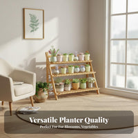 Tiered Ladder design3Tier Foldable Plant Stand Floor-Standing 3-Tier Plant Stand Space Saving Pot Organizer Indoor Outdoor Use for Gardeners, Apartment Dwellers, Homeowners, Balcony, Living Room, Patio, Porch