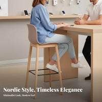 Nordic Design Molded Seat High Stool Modern Simple Design Bar Chair Built-in Footrest Seating Furniture Ergonomic Backrest for Homeowners, Business Owners, Entertainers, Kitchen Island, Restaurant, Reception Area, Pantry