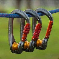Heavy Duty Bearing Pulley Carabiner 25kN Strength Aerial Ropeway Pulley Clip 7075 Aluminum Alloy Screw Lock Carabiner Clip Lightweight for Climbers, Rappellers