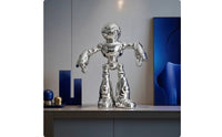 Robot Figurine Silver Robot Sculpture Futuristic for Office, Entryway, Bookshelf