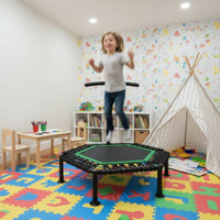 Hexagonal Mini Trampoline Adjustable Handlebar Kids Trampoline with Handle Indoor Young Child Coil Toy Stable Frame for Home Use