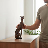 Wood Grain Dog Figurine Small Size Hand-Painted Resin Figurine for Entryway