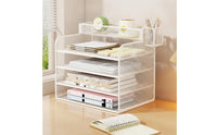 Desktop Organizer with Pen Holder 4-Tier Desk Organizer with Pen Holders Comprehensive Mesh Document Holder for Professionals, Classroom