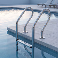 Stainless Steel Pool Ladder Floor-Mounted Pool Ladder with Anti-Slip Steps Heavy Duty