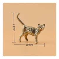 Antique Finish Tea Pet Cat Compact Size Bronze Cat Statue Artisan-Made Miniature Kitten Statue Detailed Texture for Collectors, Desktop, Office, Bookshelf