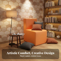 Creative Shape Geometric Block Sofa Set Modular Combination Commercial Furniture Modern Design Lounge Seating Wear-Resistant for Business Owners, Interior Designers, Design Enthusiasts, Reception Area, Waiting Room, Hotel Lobby
