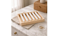 Cloth-Covered-Wrapped Band Holder Display Tray Cylindrical Wooden Band Holder Tray uncoveredFrame Natural Wood Finish