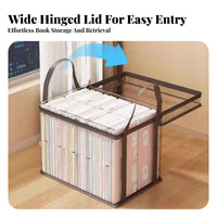 Collapsible Lidded Box Transparent panel Foldable Book Tote particleproof