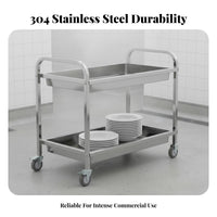 Easy to Clean Restaurant Bus Cart Rust Resistant Stainless Steel Utility Cart 360° Swivel Casters 3 Tier Food Service Trolley Locking Wheels for Hotel Employees, Cafeteria Workers, Homeowners, Banquet Hall, Warehouse, Hospital, Laboratory