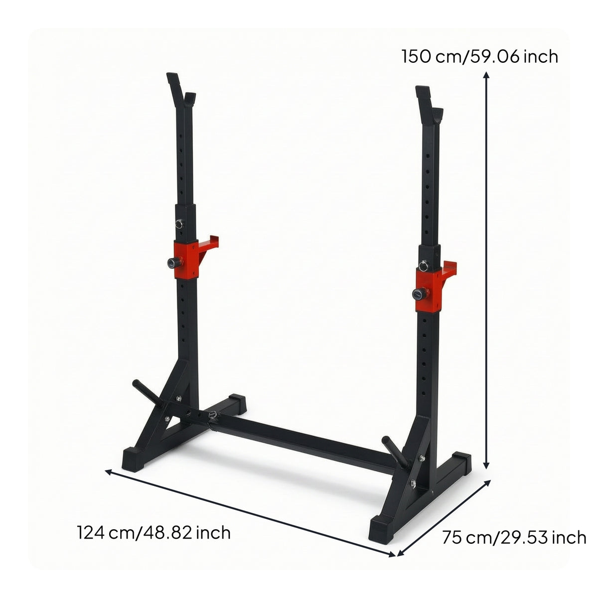 2 Pieces Squat Stand with Adjustable Hooks Freestanding Barbell Rack Heavy-Duty Sturdy for Home Gym Owners