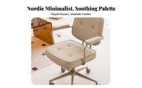 Height Adjustable Upholstered Rolling Task Chair Wheeled Base Upholstered Rolling Vanity Chair Ergonomic supportrest rotating Stool Soft Upholstery for Students, Teens, Women, Study Room, Bedroom