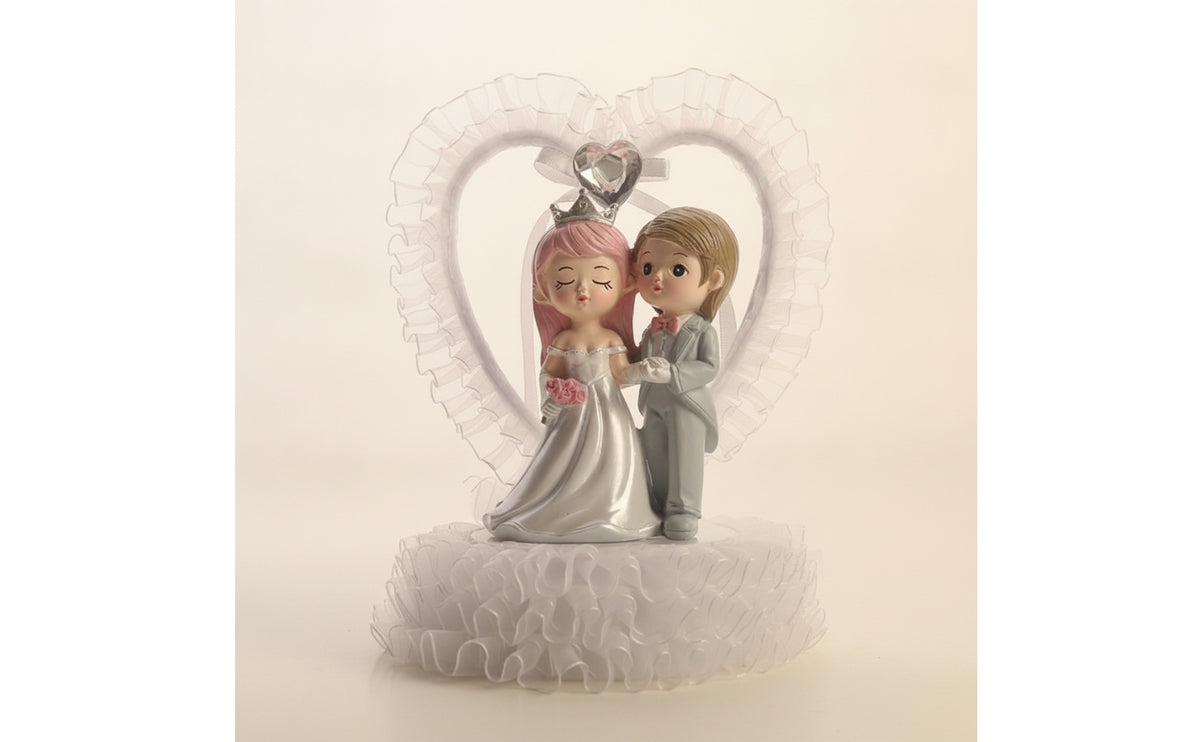 Couple Figurine with Heart Frame Decorative Tabletop Ornament Whimsical