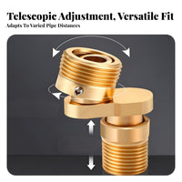 Solid Brass Construction Adjustable Eccentric Shower Connector Thickened Wall Angle Adjustable Faucet Elbow Extendable for DIYers, Bathroom