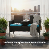 3 Pieces Waterproof 3-Piece Wicker Chat Set UV-Resistant 3-Piece Wicker Seating Group space-efficient Design Outdoor Furniture Sturdy and long-lasting for Apartment Dwellers, Homeowners, two people, Balcony, Patio, Garden, Backyard