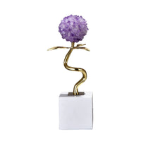 Light Luxury Pink Crystal Ball Decor Modern Minimalist Marble Base Ornament for Cabinet Display