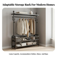 unrestrictedstanding Rolling Garment Rack with Shelf Minimalist Design Clothes Rail Easy Assembly Clothing Organizer sturdy Duty for Homeowners, Students, Renters, Balcony, Dorm Room, Entryway