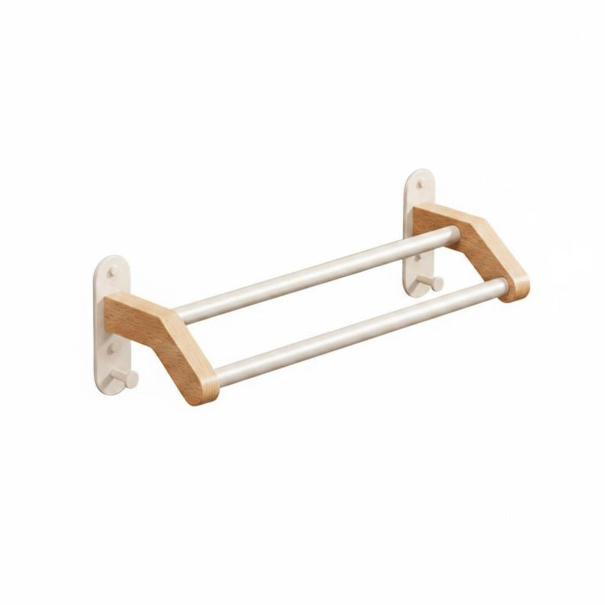 Wooden Towel Simple Setup Installation Double Towel Bar Washroom Storage