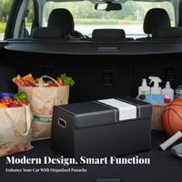 Multi-Compartment foldable luggage Box Portable with Handles Trunk Organizer Large Capacity Vehicle Storage Multiple Pockets for Car Owners, Families, Travelers, Grocery Shopping, highway journeys, Camping, Garage
