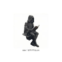 Decorative Cloaked Figure Figurine Fantasy Figurine with Book Detailed Gothic Statue Collectible for Reading Nook