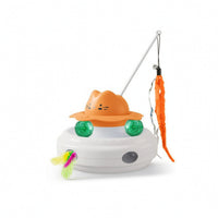 Electric Laser Toy with Feather Wand Indoor Automatic Laser Cat Toy Rotating Removable for Apartments