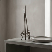Cast Iron Black Iron Figurine Sculptural Minimalist Human Sculpture Conversation Beginning Black Metal Statue for Sample Room