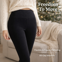 Fleece Lined Tights for Women with High Waisted Design for Winter, Warm Polyester Blend Footless Leggings for Autumn and Cold Weather