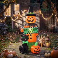 Spooky Pumpkin and Black Cat Inflatable Pumpkin with Black Cat Outdoor Quiet for Yard, Lawn, Porch, Party