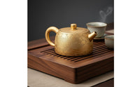 Clay Teapot Handmade Engraved Teapot Drip Pour Gold Tea Pot for Gift