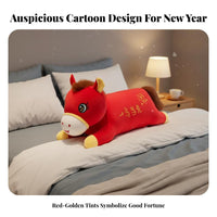 Long Horse Full-Length Pillow Auspicious Design Long Horse Soft Toy Horse Plush Support Pillow Super-Soft Large Horse