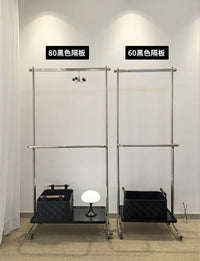 中古风不锈钢衣帽架轻奢卧室落地双层移动床尾挂衣架次净衣收纳架