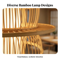 Bamboo Pendant Light Material Bamboo Chandelier Minimalist Design Japanese Design Hanging Light for Restaurant Owners, Dining Room, Cafe, Hotel