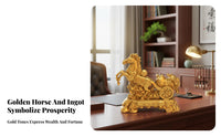 Finely Crafted Horse with Yuanbao Figurine High-Quality Craftsmanship Chinese Auspicious Horse Figurine Intricate Details for Office, Home