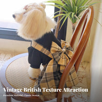 Cute Tie Plaid Pet Suspender Dress Stylish Design British Design Puppy Outfit Soft Material for Cat Owners, Daily Wear, Photoshoots, Parties