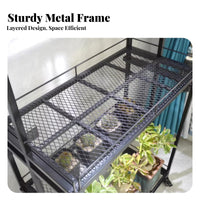 Space-Saving Lighted Plant Stand Sturdy Construction Rolling Plant Shelf with Grow Light Mesh Shelves Indoor Gardening Supply Built-in Air Circulation Fan for Succulent Collectors, Apartment Dwellers, Balcony, Sunroom, Living Room, Bedroom