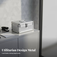 Heavy Duty Lockable Money Box Lightweight Lockable Storage Box Reinforced Corners Metal Document Case Soft Interior Lining for Business Owners, Professionals, Office, Retail Outlet, Workshop, Worksites