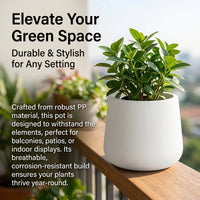 White PP Plant Pot, Breathable Planter for Indoor Plants, Simple Round Desktop Plant Pots