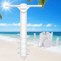 Screw-in Umbrella Sand Anchor Spiral Umbrella Holder with Hook No Insert Portable for Beachgoers, Gardeners, Beach, Garden, Patio