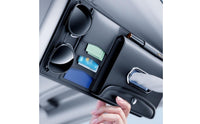 Car Sun Visor Storage Pouch Multi-Functional Leather Sun Visor Pouch Space Saving Automotive Accessory