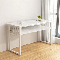 Computer Desk with Shelf Marble-Pattern Computer Desk Modern Makeup Table for Students, Professionals, Bedroom