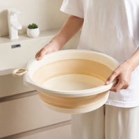 Foldable Sink, Gray Laundry Tub with Integrated Handle, Foldable Washing Bowl for Camping Kitchen & Hand Washing, Space-Saving Foldable Sink