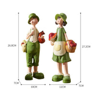 Cute Couple Figurines Romantic Rural Style Couple Statue Hand-Painted Display Area Decoration for Bedroom
